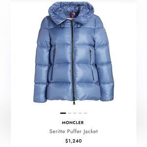 Moncler Serrite blue puffer jacket coat size 1 hooded outerwear authentic